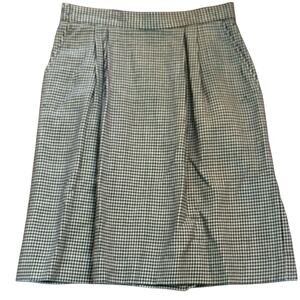 Vtg Lands End Direct Merchants 100% Wool Black White Pencil Skirt with Pockets